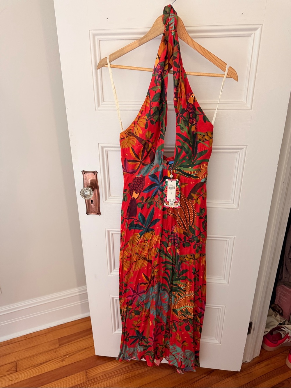 FARM Rio Red Tropical Toucan Print Dress